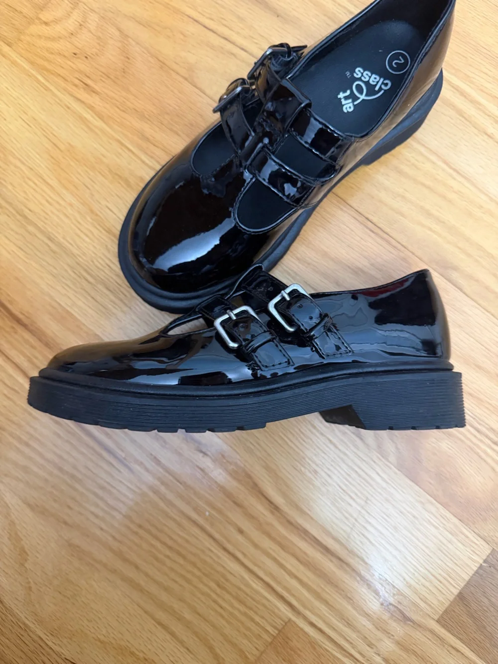 art class Black Patent Double-Strap Mary Jane Loafers